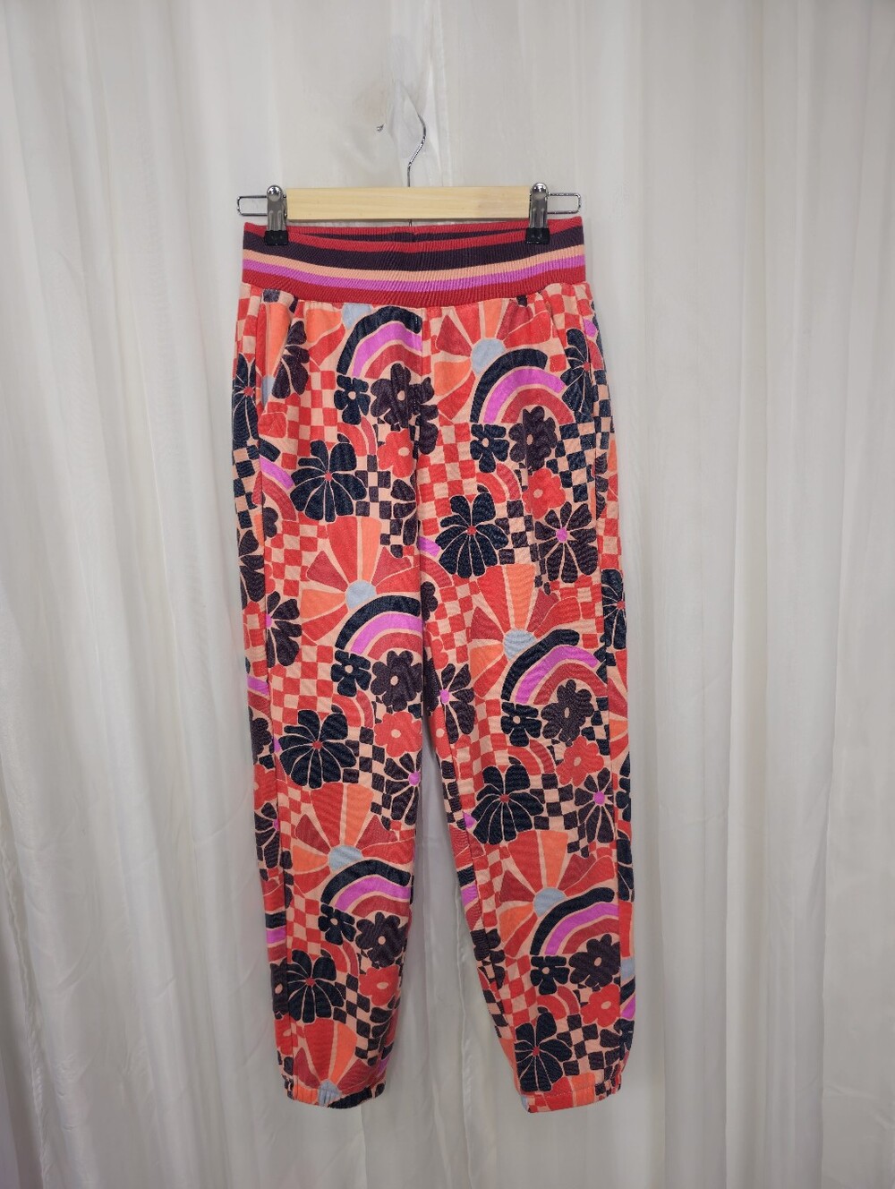 Marine Layer Groovy Floral Amelia Fleece Sweatpants Jogger Retro Size XS